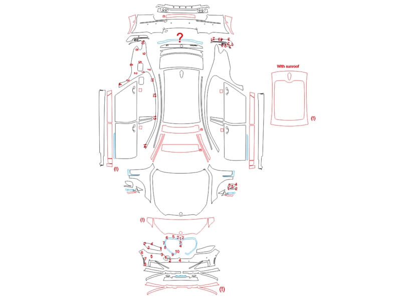 Formatki PPF do karoserii Volkswagen Touareg (2012) R-Line – zestaw