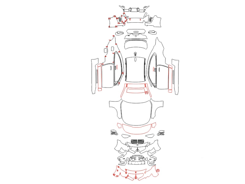 Formatki PPF do karoserii Volvo XC60 (2025) Recharge R-Design – zestaw