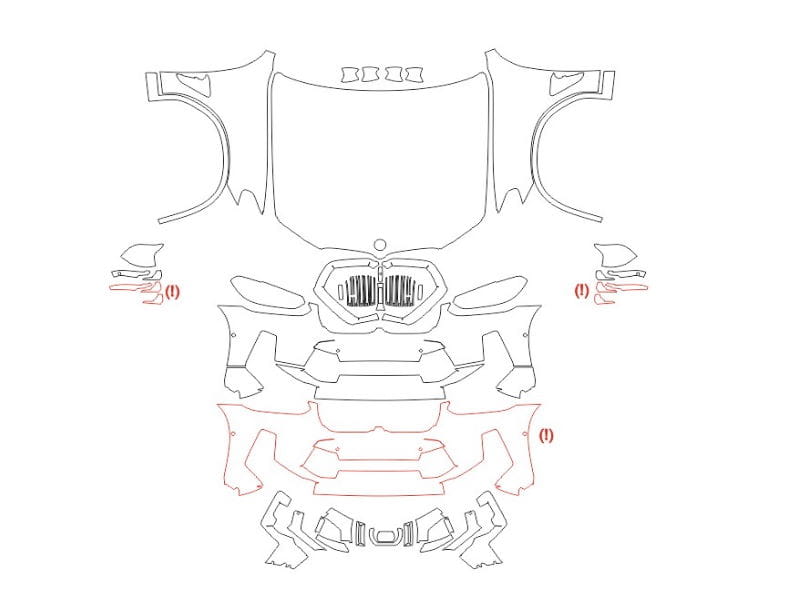Formatki PPF do karoserii BMW X4 M (2022) – zestaw