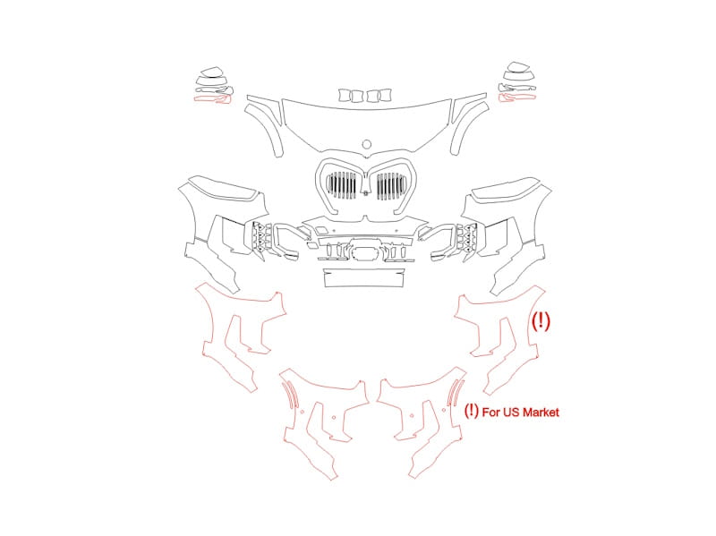 Formatki PPF do karoserii BMW X5 (2023) M-Sport – zestaw