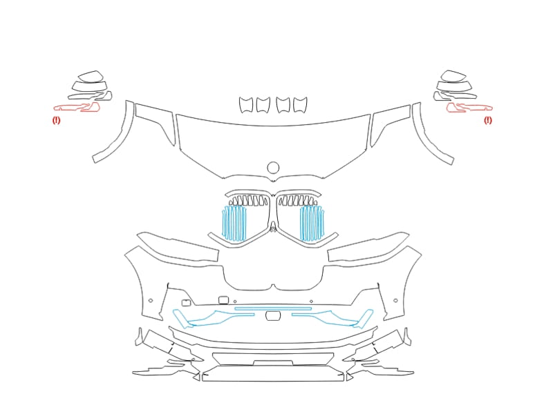 Formatki PPF do karoserii BMW X7 Series (2021) Alpina XB7 – zestaw