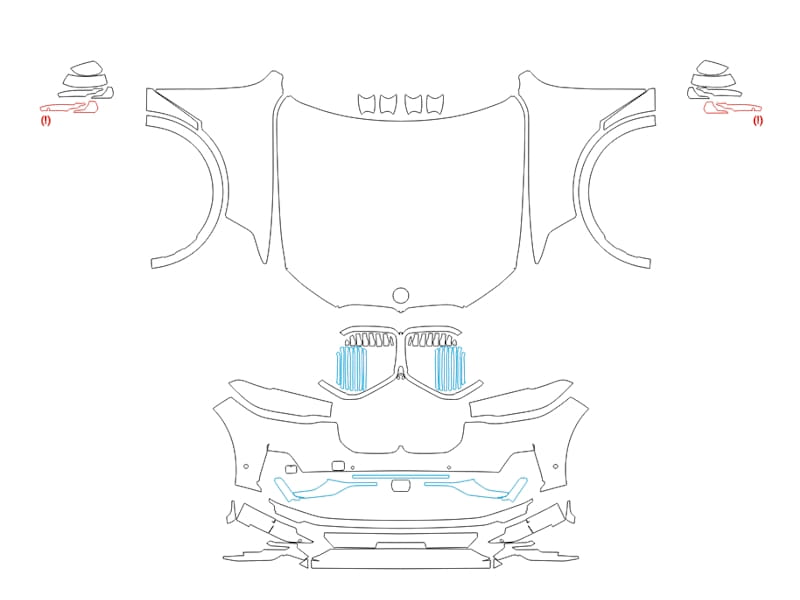 Formatki PPF do karoserii BMW X7 Series (2021) Alpina XB7 – zestaw