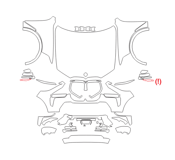 Formatki PPF do karoserii BMW X7 Series (2022) M-Sport – zestaw