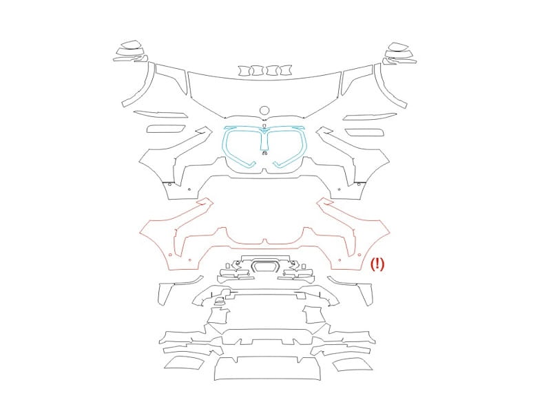 Formatki PPF do karoserii BMW X7 Series (2023) Alpina XB7 – zestaw