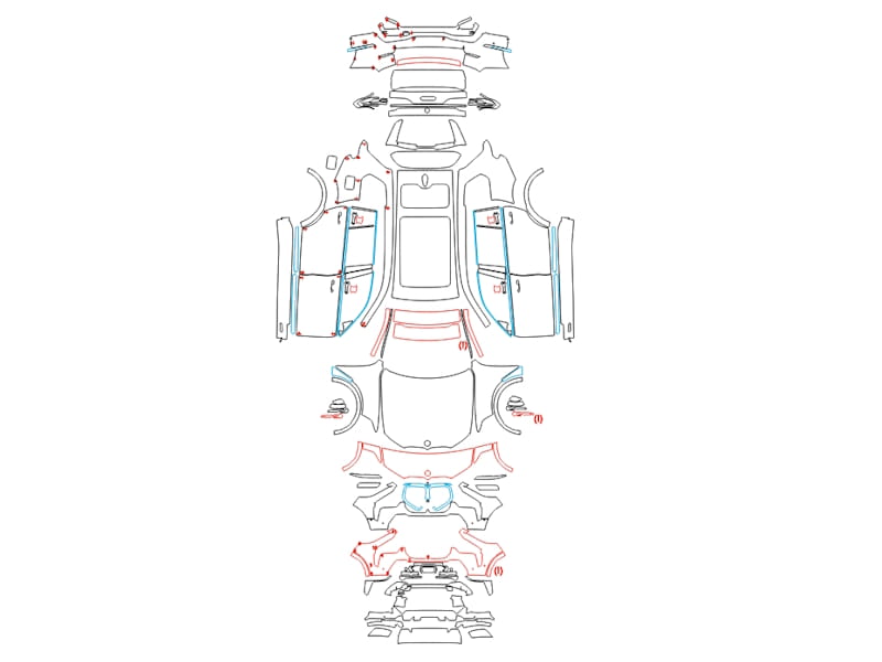 Formatki PPF do karoserii BMW X7 Series (2023) Alpina XB7 – zestaw