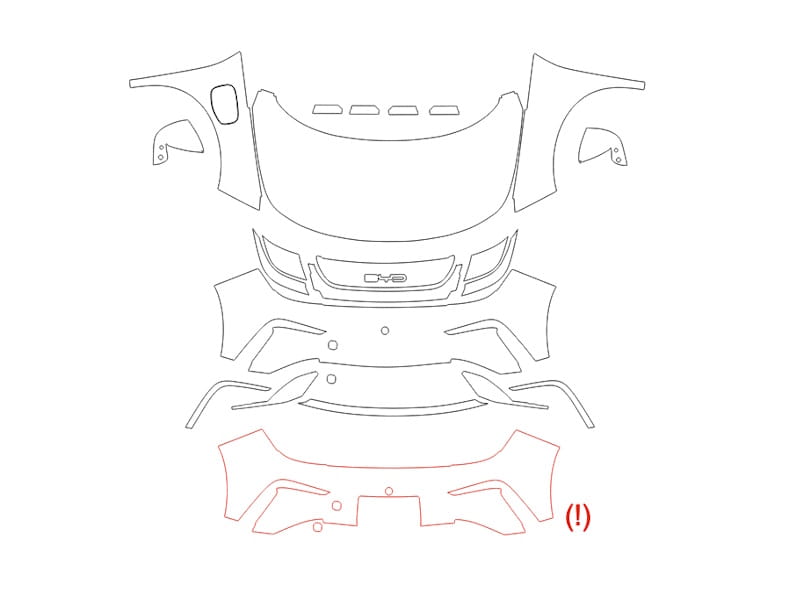 Formatki PPF do karoserii BYD Dolphin (2023) – zestaw
