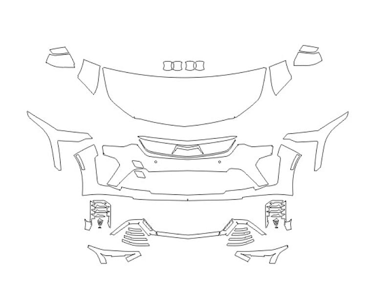 Formatki PPF do karoserii Cadillac CT4 (2022) V Blackwing – zestaw