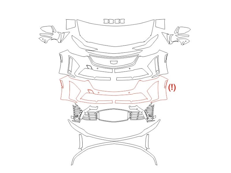 Formatki PPF do karoserii Cadillac CT5 (2022) V-Series Blackwing Sedan – zestaw