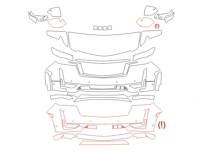 Formatki PPF do karoserii Cadillac Escalade (2021) ESV – zestaw