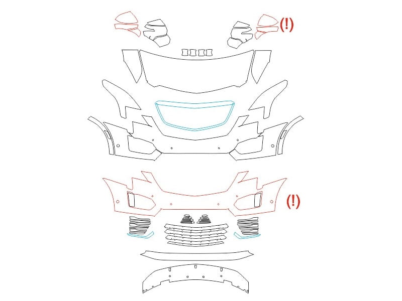 Formatki PPF do karoserii Cadillac XT5 (2020) Sport – zestaw