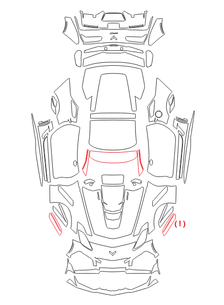 Formatki PPF do karoserii Chevrolet Corvette ZR1 (2019) – zestaw