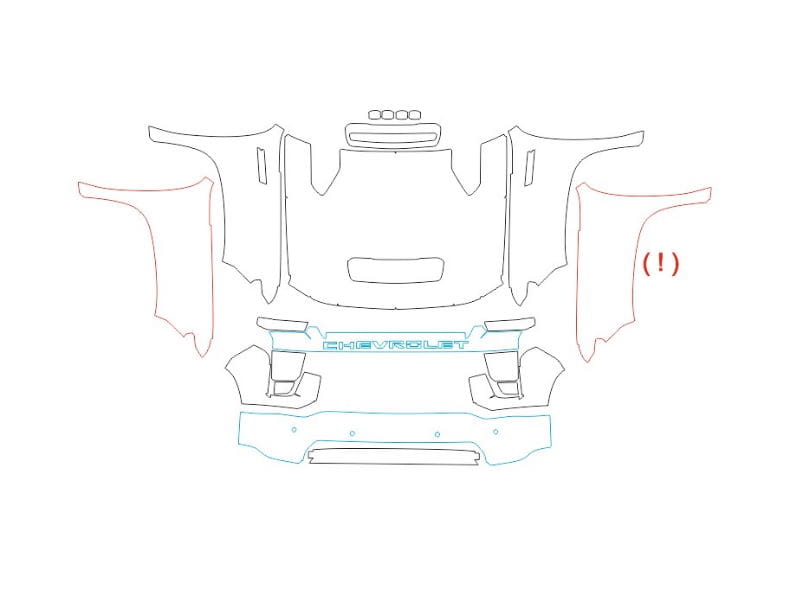 Formatki PPF do karoserii Chevrolet Silverado (2020) – zestaw