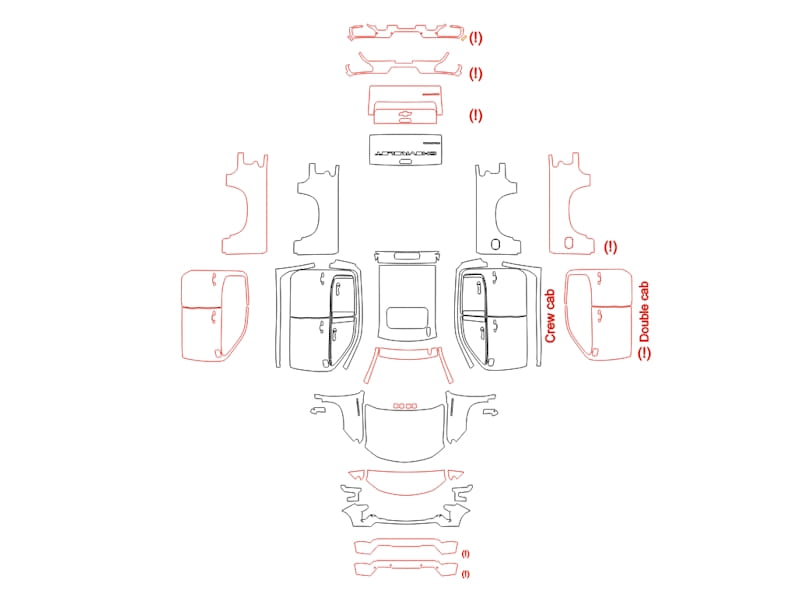 Formatki PPF do karoserii Chevrolet Silverado (2024) 1500 WT – zestaw