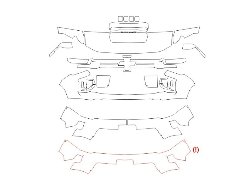 Formatki PPF do karoserii Chevrolet Silverado 3500 HD (2023) WT Crew cab Standard bed – zestaw