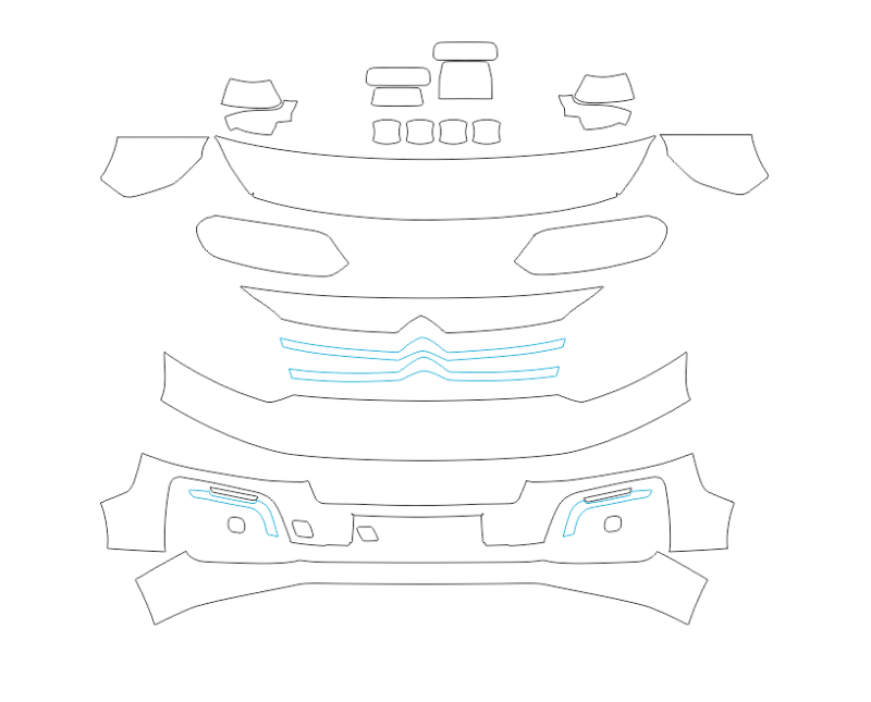 Formatki PPF do karoserii Citroen SpaceTourer (2016) – zestaw