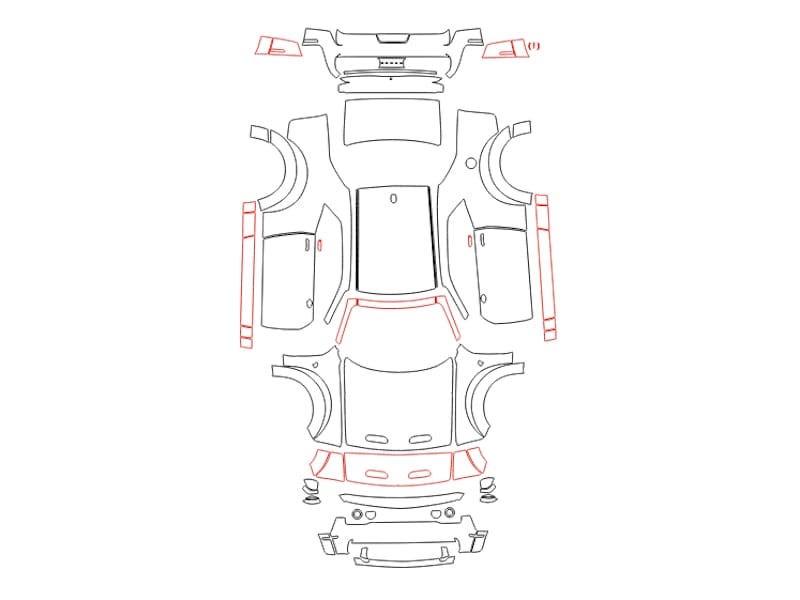 Formatki PPF do karoserii Dodge Challenger SRT Hellcat Widebody (2019) – zestaw