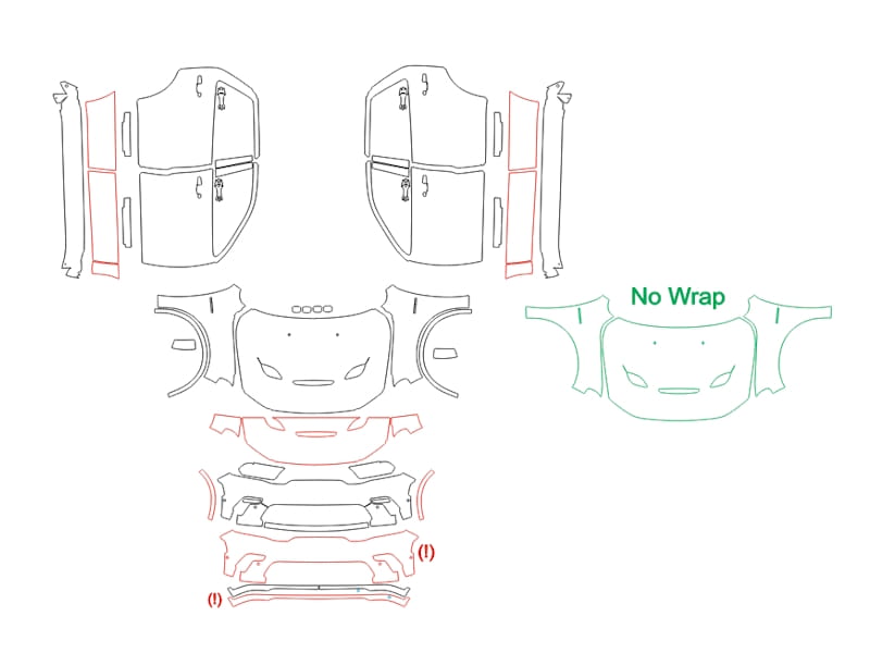 Formatki PPF do karoserii Dodge Durango (2021) RT – zestaw
