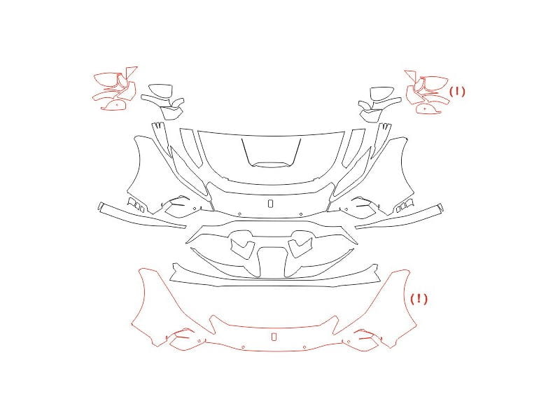 Formatki PPF do karoserii Ferrari F8 Tributo (2020) – zestaw
