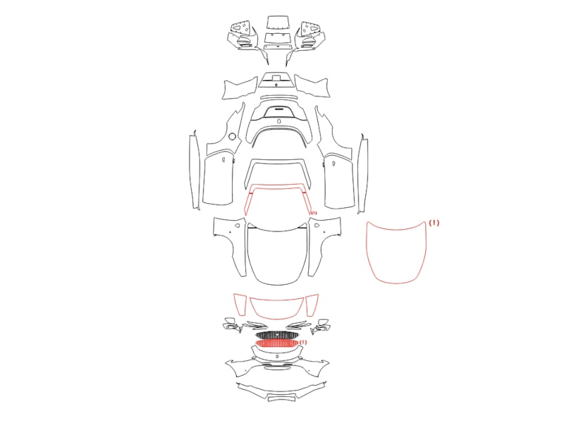 Formatki PPF do karoserii Ferrari Roma (2024) Spider – zestaw