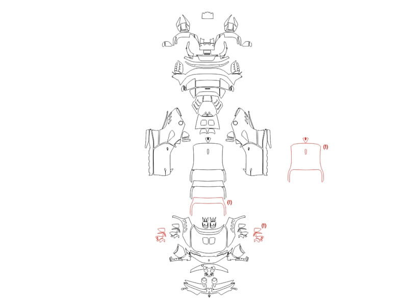Formatki PPF do karoserii Ferrari SF90 (2024) XX Stradale – zestaw