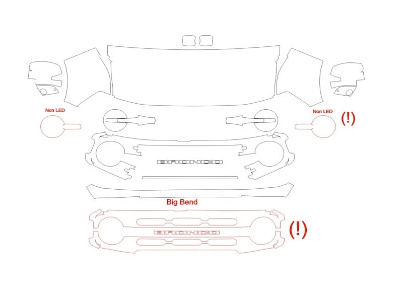 Formatki PPF do karoserii Ford Bronco (2021) 2 Doors – zestaw