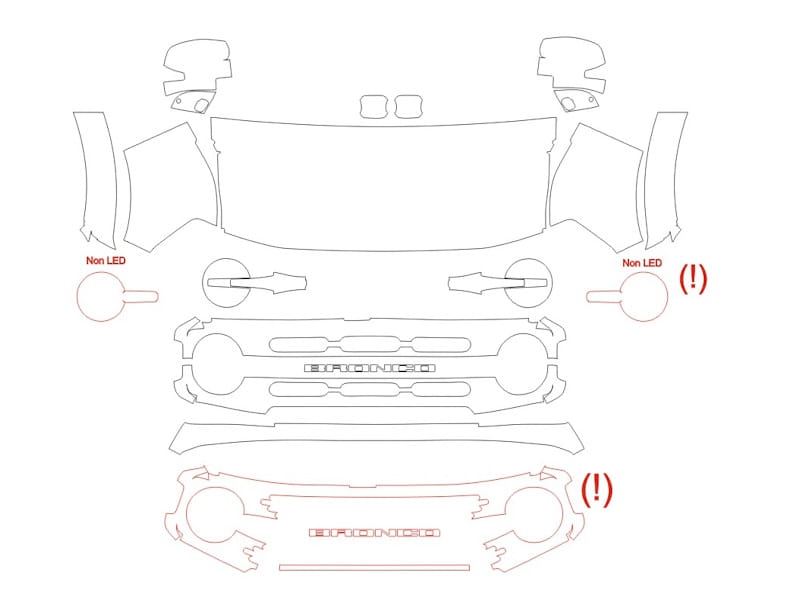 Formatki PPF do karoserii Ford Bronco (2021) 2 Doors Outer Banks – zestaw