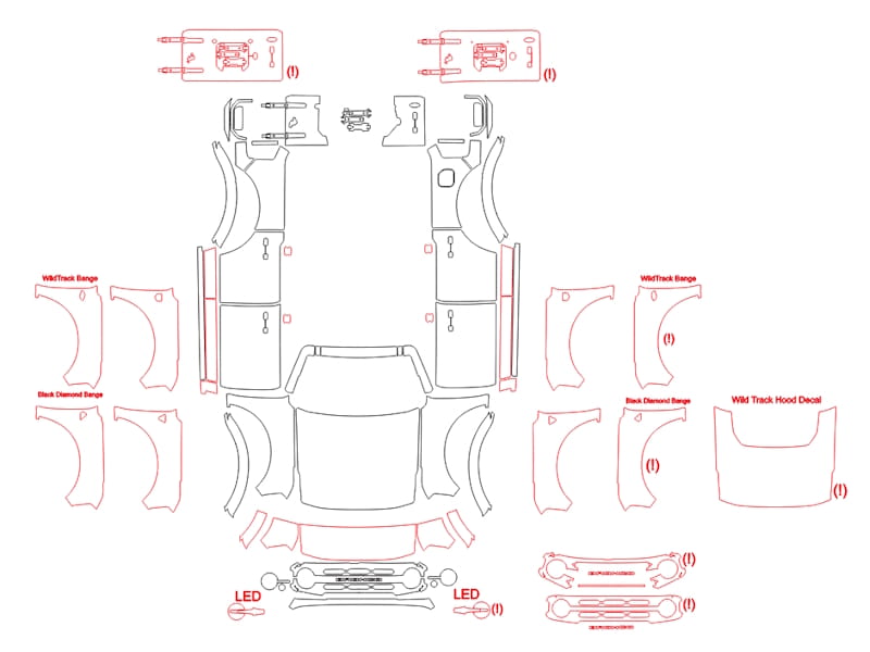 Formatki PPF do karoserii Ford Bronco (2021) Outer Banks – zestaw