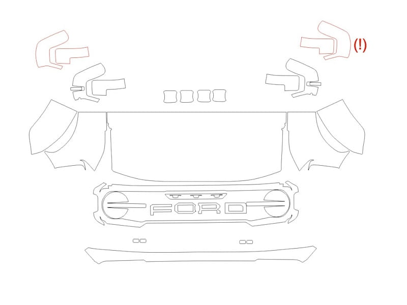 Formatki PPF do karoserii Ford Bronco (2022) Raptor – zestaw