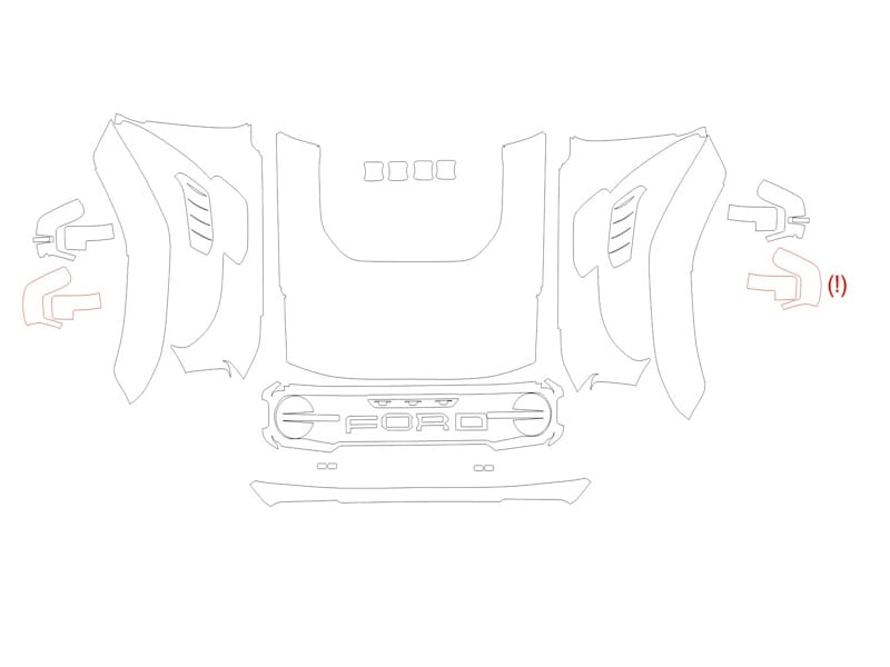 Formatki PPF do karoserii Ford Bronco (2022) Raptor – zestaw