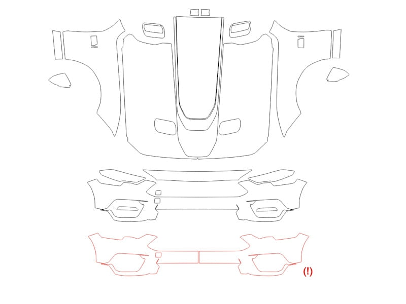 Formatki PPF do karoserii Ford Mustang (2021) Mach – zestaw