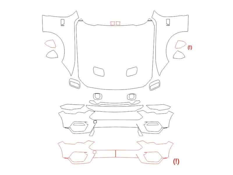 Formatki PPF do karoserii Ford Mustang (2021) Mach 1 – zestaw