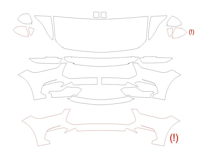 Formatki PPF do karoserii Ford Mustang (2023) EcoBoost – zestaw