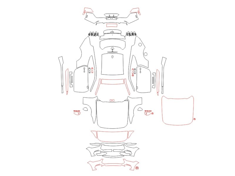 Formatki PPF do karoserii Ford Mustang (2023) EcoBoost – zestaw
