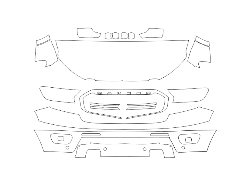 Formatki PPF do karoserii Ford Ranger (2019) Lariat – zestaw