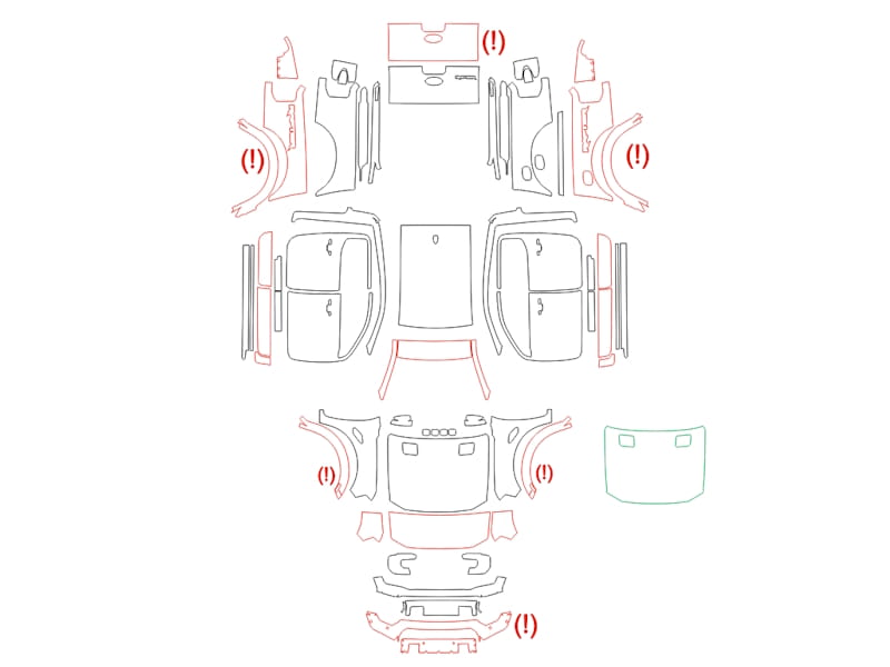 Formatki PPF do karoserii Ford Ranger (2022) Raptor – zestaw