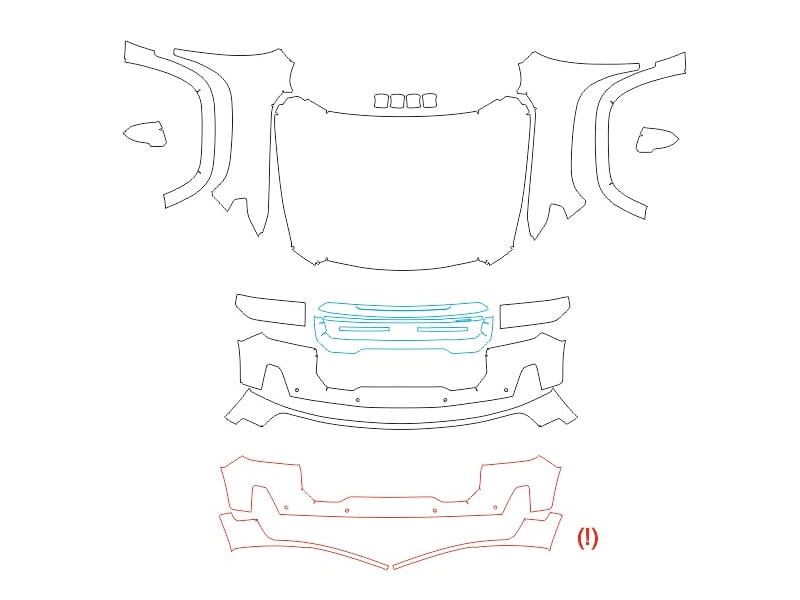Formatki PPF do karoserii GMC Acadia (2020) Denali – zestaw