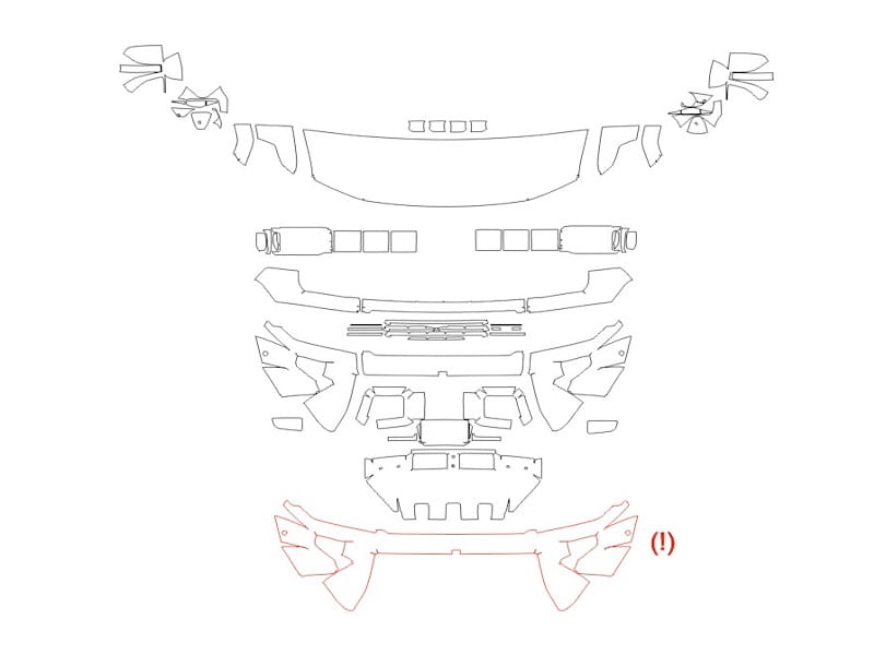 Formatki PPF do karoserii GMC Hummer (2022) EV – zestaw