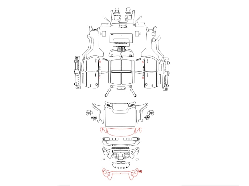 Formatki PPF do karoserii GMC Hummer (2022) EV – zestaw