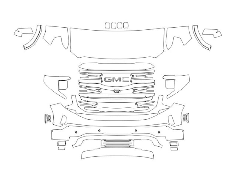 Formatki PPF do karoserii GMC Sierra 1500 (2023) AT4 Crew Cab Short Bed – zestaw