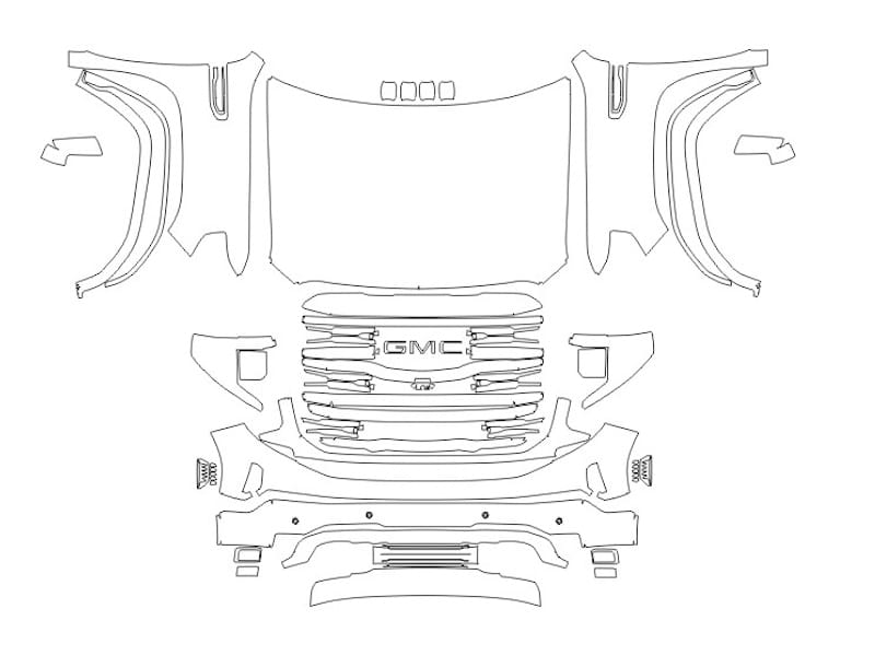 Formatki PPF do karoserii GMC Sierra 1500 (2023) AT4 Crew Cab Short Bed – zestaw