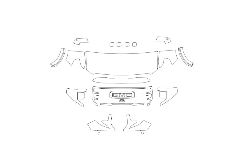 Formatki PPF do karoserii GMC Sierra 1500 (2023) HD AT 4X AEV Package Crew Cab Short Bed – zestaw