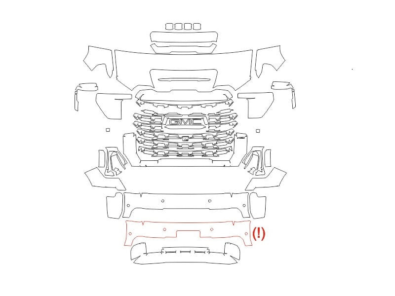 Formatki PPF do karoserii GMC Sierra 2500HD (2024) Denali – zestaw