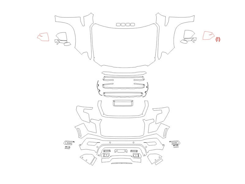Formatki PPF do karoserii GMC Yukon XL (2025) AT4 – zestaw