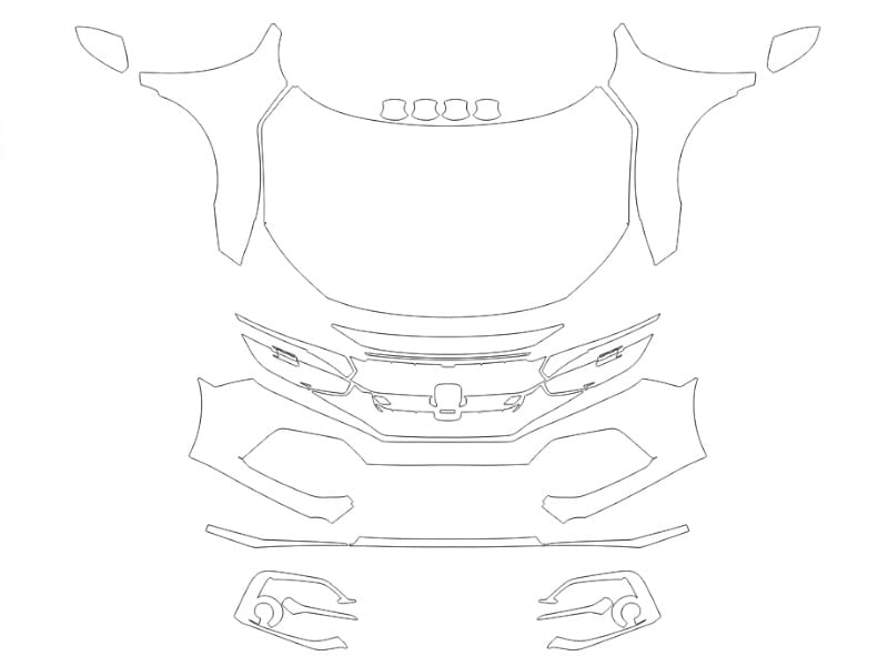 Formatki PPF do karoserii Honda Civic (2021) Hatchback Sport – zestaw