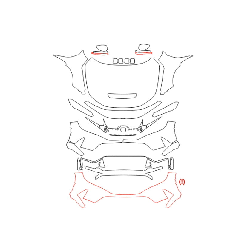 Formatki PPF do karoserii Honda Civic (2022) Type-R – zestaw