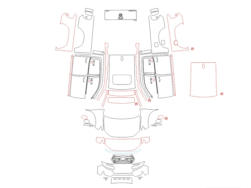 Formatki PPF do karoserii Honda Ridgeline (2021) Sport – zestaw