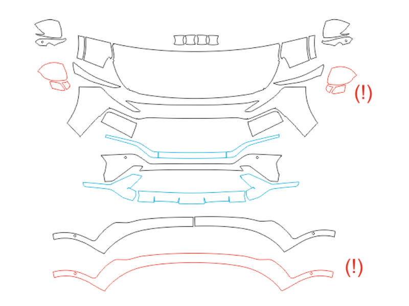 Formatki PPF do karoserii Hyundai Santa Fe (2021) Calligraphy – zestaw