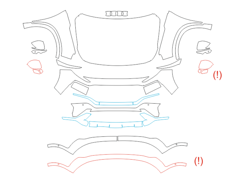 Formatki PPF do karoserii Hyundai Santa Fe (2021) Calligraphy – zestaw
