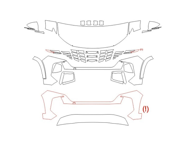 Formatki PPF do karoserii Hyundai Tucson N-line (2022) – zestaw