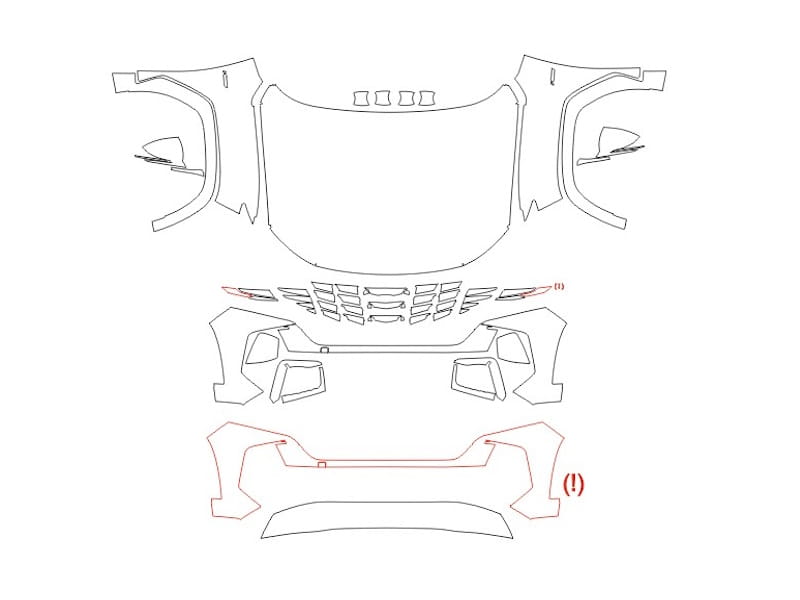 Formatki PPF do karoserii Hyundai Tucson N-line (2022) – zestaw